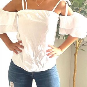 WHBM ruffle sleeve top